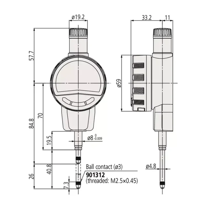 Mitutoyo Seri 543 Dijital Komparatör Saati ID-C Standart Tip İnç/Metrik - Görsel 2