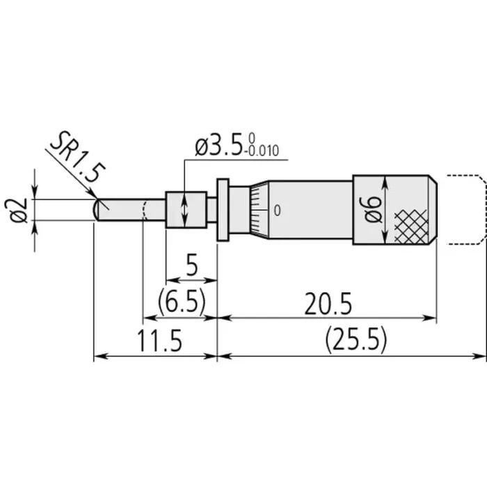 Mitutoyo Seri 148 Mikrometre Kafası 5mm ve 6,5mm Aralıklı - Görsel 2