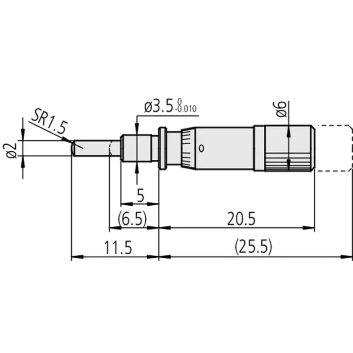 Mitutoyo Seri 148 Hassas Mil İlerlemeli Mikrometre Başlığı; 5 mm ve 6,5 mm Ölçüm Aralıklı - Görsel 2