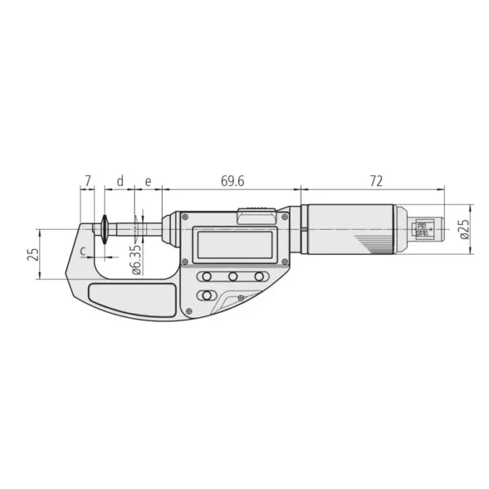 Mitutoyo Seri 369 Digimatic Çıkışlı Disk Ölçüm Yüzeyli Hızlı Mikrometre - Ayarlanabilir Ölçüm Kuvveti - Görsel 2