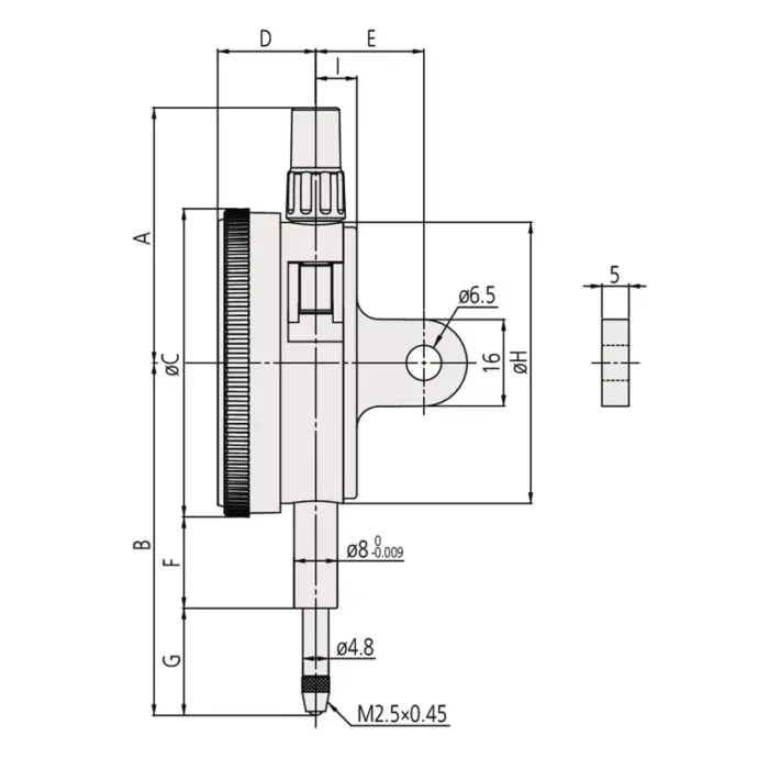 Mitutoyo Seri 2 Metrik Tek Tur Dönmeli Komparatör Saati - Standart Tip 0,01mm - Görsel 2