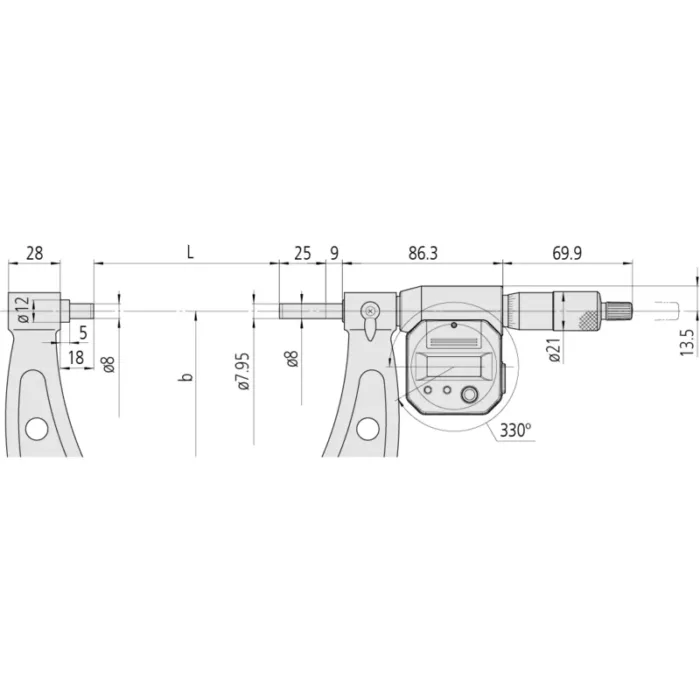 Mitutoyo Seri 293 Digimatic Çıkışlı Mikrometre (300-500mm) - Görsel 2