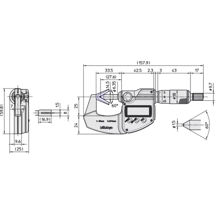 Mitutoyo Seri 314 Digimatic Çıkışlı V-Şekilli Mikrometre - Görsel 2