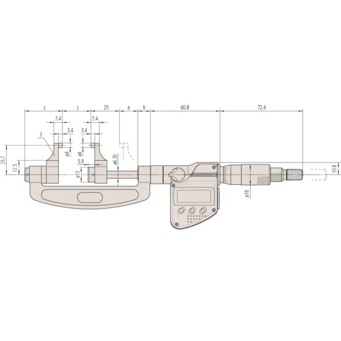 Mitutoyo Seri 343 Digimatic Çıkışlı Ölçüm Çeneli Mikrometre - Görsel 2
