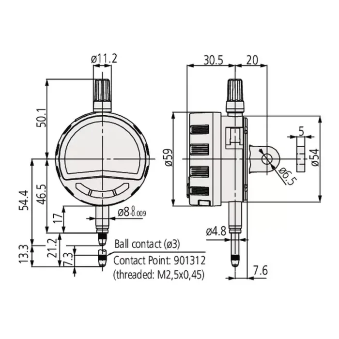 Mitutoyo Seri 543 Dijital Komparatör Saati ID-C Standart Tip İnç/Metrik - Görsel 4